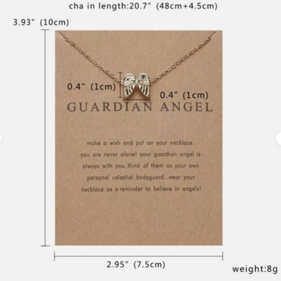 NEW “Guardian Angel” Gold Wings Pendant Necklace w/ Quote/Card - Great Gift! - Picture 2 of 2